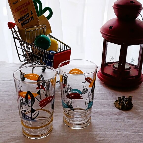 Vintage, Retro, 50s French style, small Glasses duo,  Abstract Atomic pattern - Picture 16 of 16